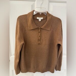Treasure and Bond cotton blend polo sweater, brown size medium